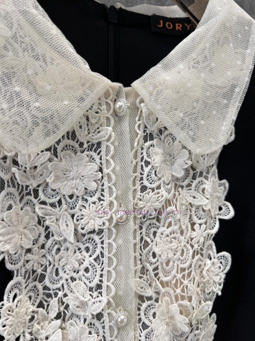 ZL60977 JORYA * 25Ss Spring/Summer New Lace Doll Collar Lusi Same Style Little Black Skirt | Pr n1xdi1lf - Image 6