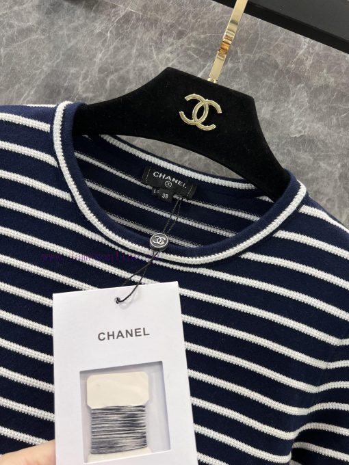 ZT60976 Chanel 25Ss Spring/Summer New Hook And Stripe Knitted Short Sleeve Top 丨 Produced With ngpg7d9y - Image 9