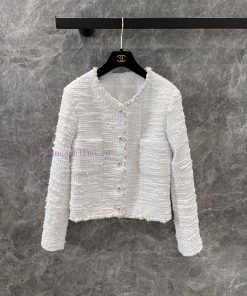 ZW60978 Chanel 25P Spring/summer New Classic Milky White Twill Tweed Jacket | Produced By High- rtdxfozg