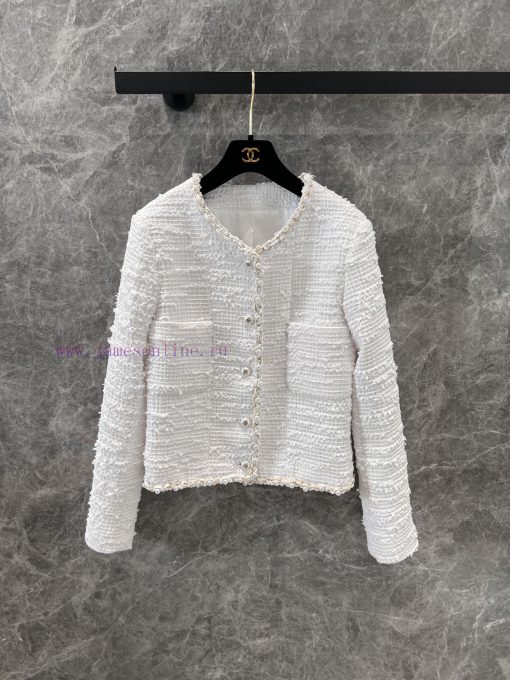 ZW60978 Chanel 25P Spring/summer New Classic Milky White Twill Tweed Jacket | Produced By High- rtdxfozg