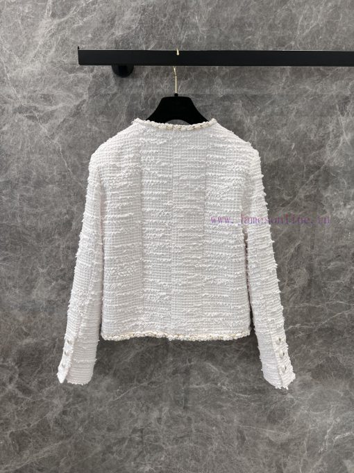 ZW60978 Chanel 25P Spring/summer New Classic Milky White Twill Tweed Jacket | Produced By High- rtdxfozg - Image 4