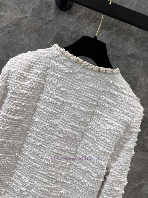 ZW60978 Chanel 25P Spring/summer New Classic Milky White Twill Tweed Jacket | Produced By High- rtdxfozg - Image 6