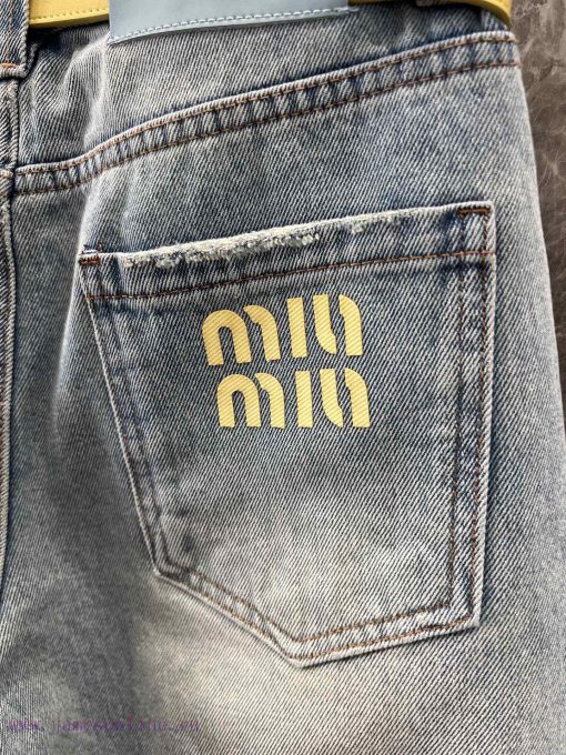 ZK60979 MiuMi * 25Ss Spring/Summer New Goddess Same Style Five Part Jeans | Produced This Pair y5nhmt1b - Image 7