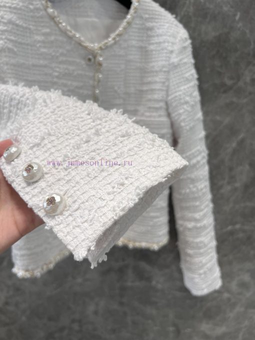 ZW60978 Chanel 25P Spring/summer New Classic Milky White Twill Tweed Jacket | Produced By High- rtdxfozg - Image 9