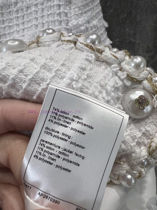 ZW60978 Chanel 25P Spring/summer New Classic Milky White Twill Tweed Jacket | Produced By High- rtdxfozg - Image 10