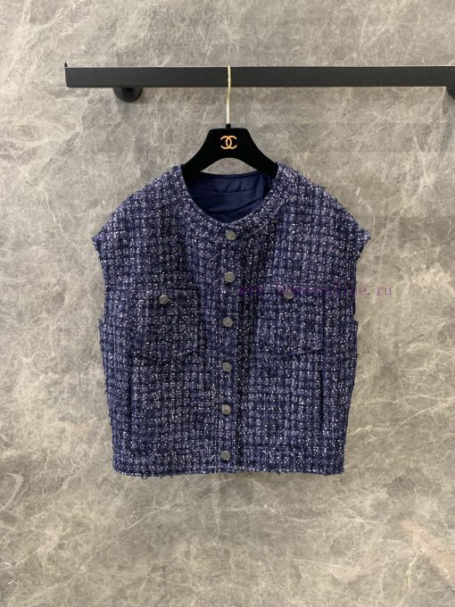 ZW60983 Chanel 25P Spring/Summer New Knitted Color Contrasting Coarse Floral Pattern Round Neck 565mo127