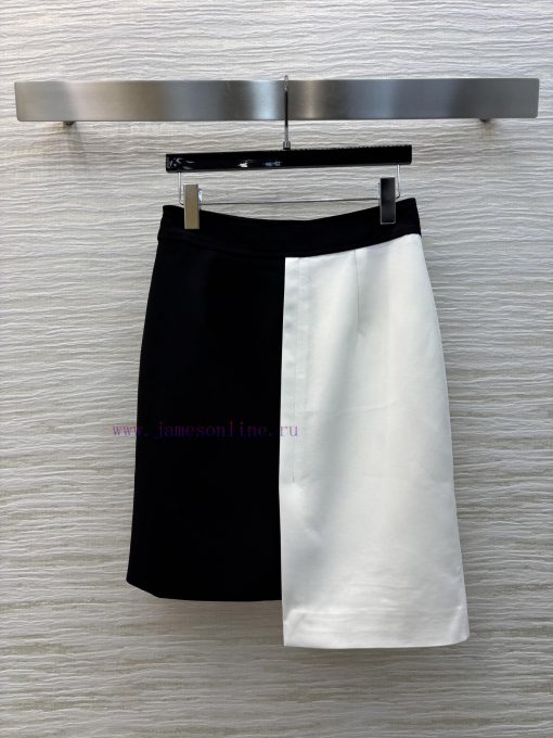 CB76932 Louis Vuitton 25 Spring/Summer French Color Blocked High Waisted Asymmetrical Half Skir 67in8snm - Image 9