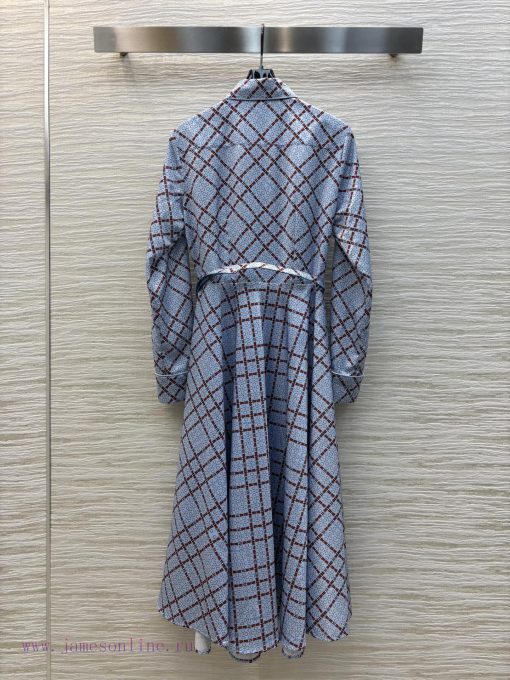 CL76996 Gucci 25 Early Spring New Collection Plaid Dark Print Lapel Long Sleeved Dress Lapel Ha dne8ldm0 - Image 9