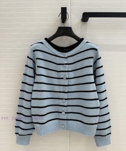 High End Quality ️ 25s New Product BW76901 Coco Chanel Girls' Macaron Blue Striped Round Neck C dxathoi6