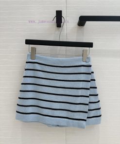 High End Quality | 25s New Product BK76902 Coco Chanel Girls' Macaron Blue Stripe Knitted Skirt inlflfu4