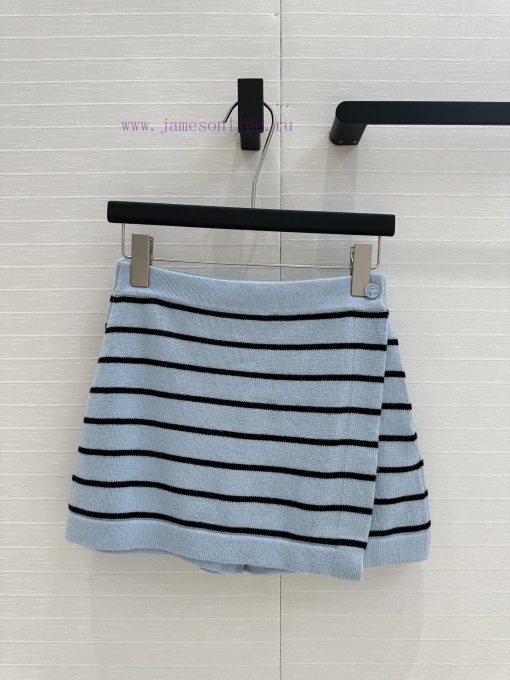 High End Quality | 25s New Product BK76902 Coco Chanel Girls' Macaron Blue Stripe Knitted Skirt inlflfu4