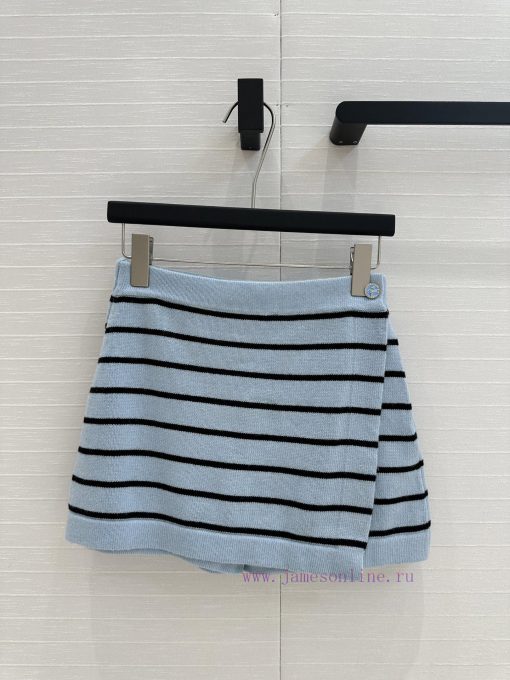 High End Quality | 25s New Product BK76902 Coco Chanel Girls' Macaron Blue Stripe Knitted Skirt inlflfu4 - Image 2