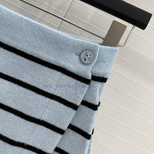 High End Quality | 25s New Product BK76902 Coco Chanel Girls' Macaron Blue Stripe Knitted Skirt inlflfu4 - Image 5