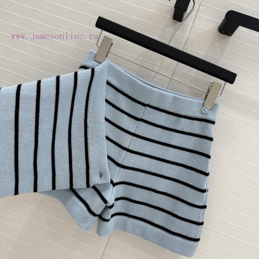 High End Quality | 25s New Product BK76902 Coco Chanel Girls' Macaron Blue Stripe Knitted Skirt inlflfu4 - Image 7