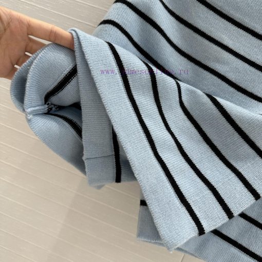 High End Quality | 25s New Product BK76902 Coco Chanel Girls' Macaron Blue Stripe Knitted Skirt inlflfu4 - Image 9
