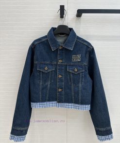 BW76936 Miu Miu Girls' Dressing: Intellectual Molecular Academy Style Denim Denim Jacket Retro t7opdtet