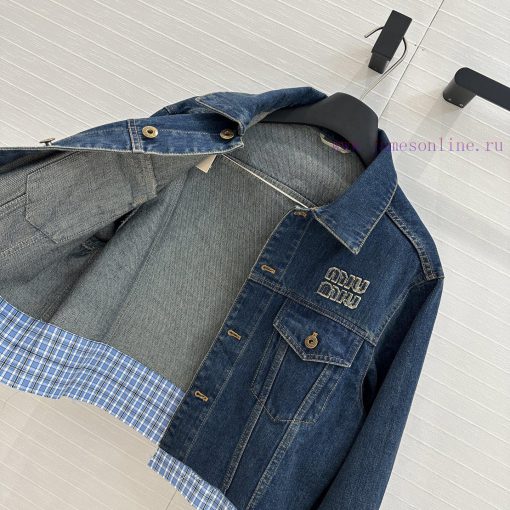 BW76936 Miu Miu Girls' Dressing: Intellectual Molecular Academy Style Denim Denim Jacket Retro t7opdtet - Image 9