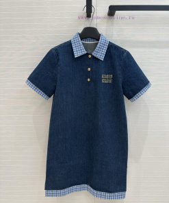 BL76938 Miu Miu Girls' Dressing Intelligent Molecular Academy Style Denim Denim Dress Cute Girl ai50pbns