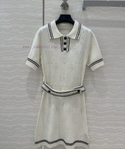 AL76659 Louis Vuitton MONOGRAM Floral College Style Knitted Polo Collar Short Sleeved Dress Swi yize6sg2