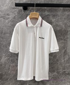 ZT60987 MiuMi * 25Ss Spring/Summer New Style Positioned Embroidered Letter Short Sleeve Polo Sh yckbaql6
