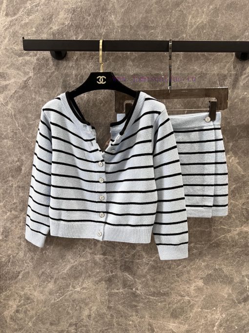 ZB60986 Chanel 25P Spring/Summer New Blue Striped Knitted Skirt | Developed By Yb This Product v6wz8ng0 - Image 9