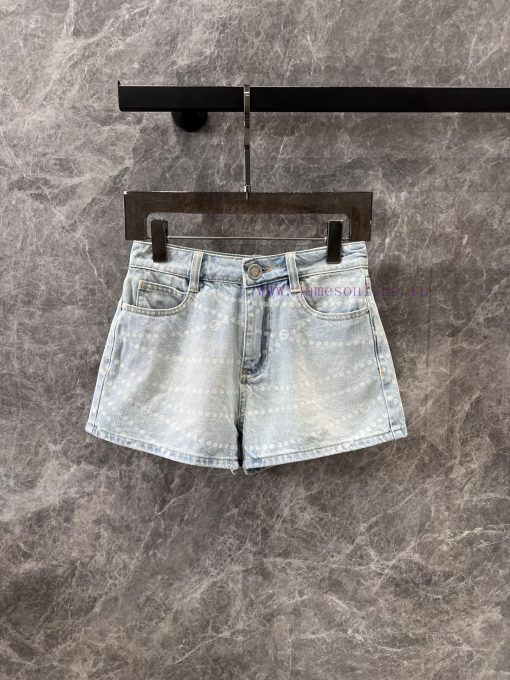 ZK60988 Chanel 25Ss Spring/Summer New Laser Pearl Chain Denim Shorts | Customized YB Twill Cott 5iiy4qjk - Image 2