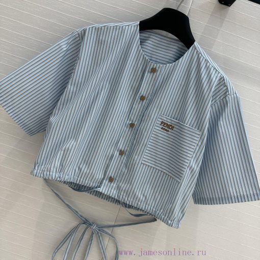 BC77211 Fe * 25s New Product Small High Waisted Striped Short Sleeved Shirt With Temperament An wbbdf96z - Image 3