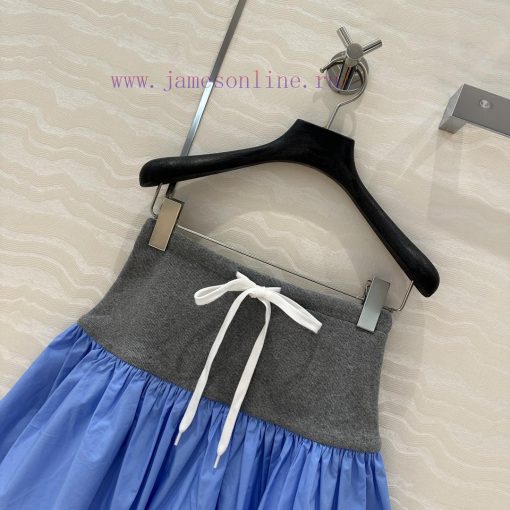 AB77215 Miu Miu Girls' Dress With College Style Ribbed Splicing Design Folded Short Half Skirt 0pgf86xy - Image 3