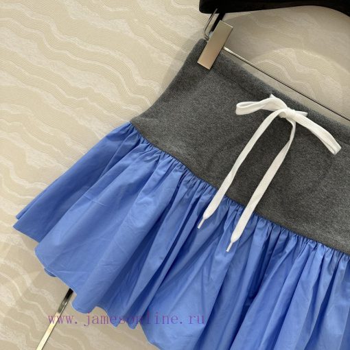 AB77215 Miu Miu Girls' Dress With College Style Ribbed Splicing Design Folded Short Half Skirt 0pgf86xy - Image 4