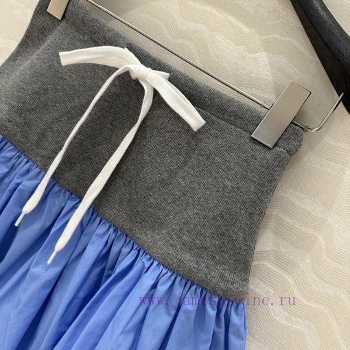 AB77215 Miu Miu Girls' Dress With College Style Ribbed Splicing Design Folded Short Half Skirt 0pgf86xy - Image 5
