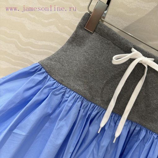 AB77215 Miu Miu Girls' Dress With College Style Ribbed Splicing Design Folded Short Half Skirt 0pgf86xy - Image 6