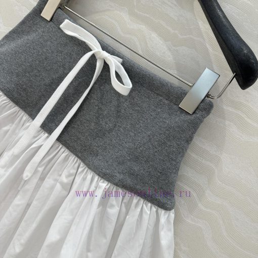 AB77215 Miu Miu Girls' Dress With College Style Ribbed Splicing Design Folded Short Half Skirt nsomdb27 - Image 5