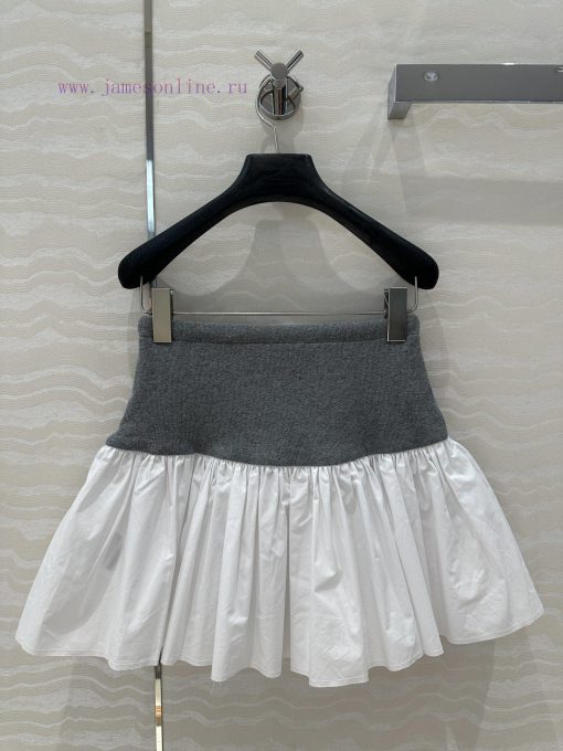 AB77215 Miu Miu Girls' Dress With College Style Ribbed Splicing Design Folded Short Half Skirt nsomdb27 - Image 10