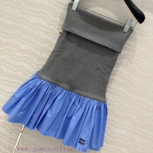 AL77216 Miu Miu Girls' Dressing And Stacking Artifact Strapless Dress With College Style Ribbed zkuh8g7k - Image 6
