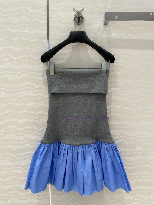 AL77216 Miu Miu Girls' Dressing And Stacking Artifact Strapless Dress With College Style Ribbed zkuh8g7k - Image 10