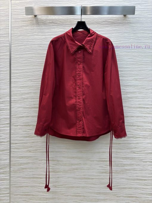 CC77225 Gucci 25 Early Spring Runway Style Lace Edge Patchwork Lapel Shirt Basic Casual Lapel L 2m2asp5g - Image 2