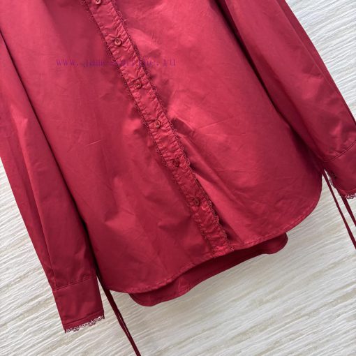 CC77225 Gucci 25 Early Spring Runway Style Lace Edge Patchwork Lapel Shirt Basic Casual Lapel L 2m2asp5g - Image 8