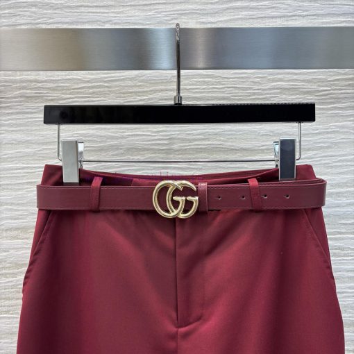 CK77226 Gucci 25 New Style Simple High Waisted Wine Red Straight Leg Trousers With Split Hem De kf7fk3lj - Image 3