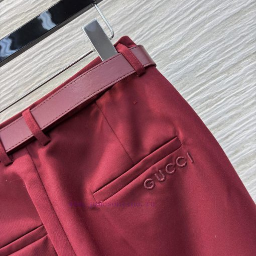 CK77226 Gucci 25 New Style Simple High Waisted Wine Red Straight Leg Trousers With Split Hem De kf7fk3lj - Image 10