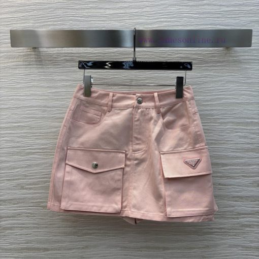 CB77228 Prada 25 Spring/Summer Double Pocket Triangular Pink Work Half Skirt Exquisite And Hand 2ro42mum - Image 2