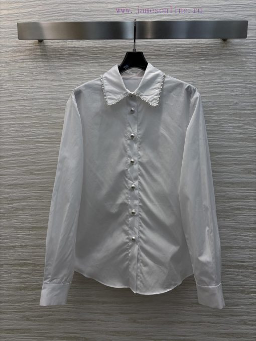 CC77232 Chanel 25 Early Spring Pearl Inlaid Collar Double C Jacquard Shirt Customized Double C 7i52zsmc
