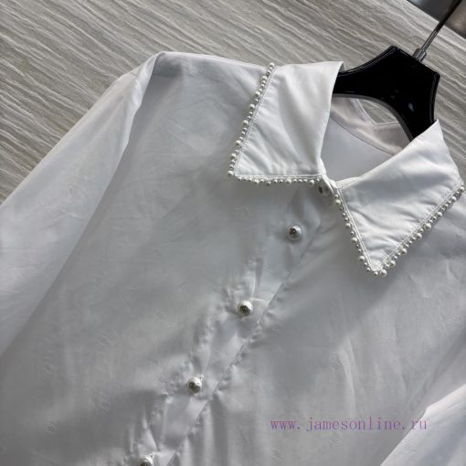 CC77232 Chanel 25 Early Spring Pearl Inlaid Collar Double C Jacquard Shirt Customized Double C 7i52zsmc - Image 4
