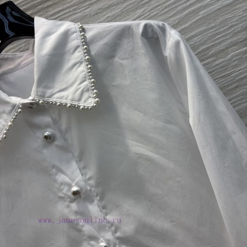 CC77232 Chanel 25 Early Spring Pearl Inlaid Collar Double C Jacquard Shirt Customized Double C 7i52zsmc - Image 5