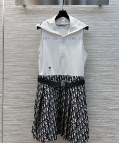 CL77236 Dior 25 Early Spring New Collection Navy Collar Splicing D-letter Jacquard Tank Top Dre ng01c4dc