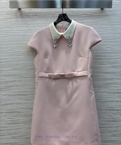 CL77237 Prada 25 Early Spring New Collection Handmade Nail Bead Dress With Clash Collar Small B 1ywz6k3z