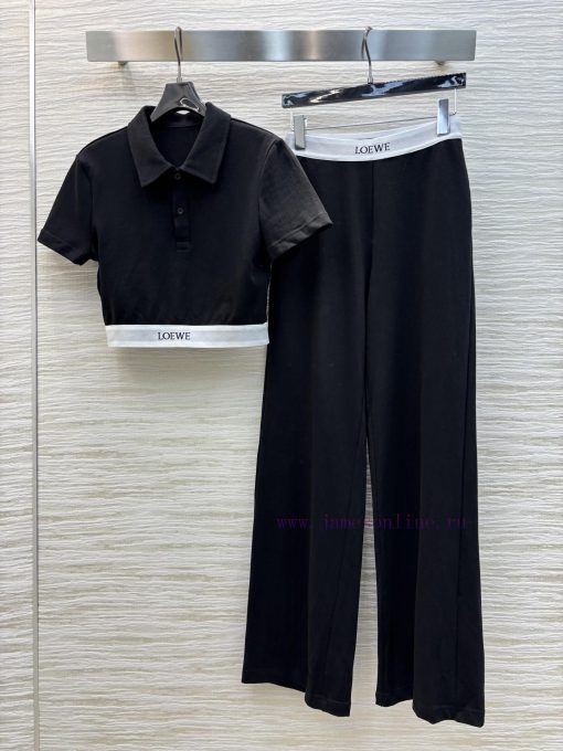 CT77239 Loewe 25 Early Spring New Collection Lazy Suit Polo Collar Short Sleeved Top+elastic Wa wxq61m8h
