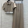 CT77239 Loewe 25 Early Spring New Collection Lazy Suit Polo Collar Short Sleeved Top+elastic Wa 8d9vters