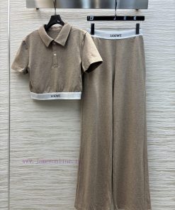 CT77239 Loewe 25 Early Spring New Collection Lazy Suit Polo Collar Short Sleeved Top+elastic Wa 8d9vters