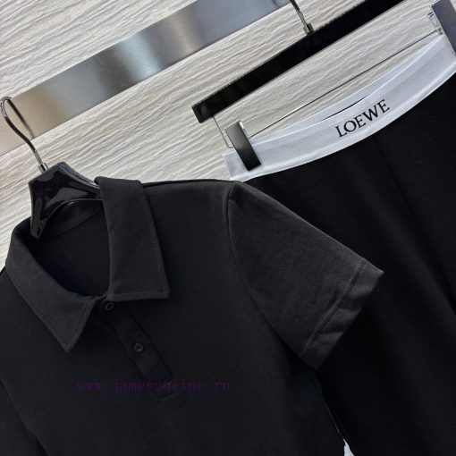 CT77239 Loewe 25 Early Spring New Collection Lazy Suit Polo Collar Short Sleeved Top+elastic Wa wxq61m8h - Image 5
