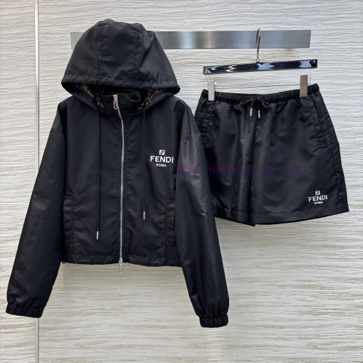 CT77250 Fendi 25 Early Spring New Collection Solid Color Casual Nylon Set With Hooded Zipper Ja x2l8fqie